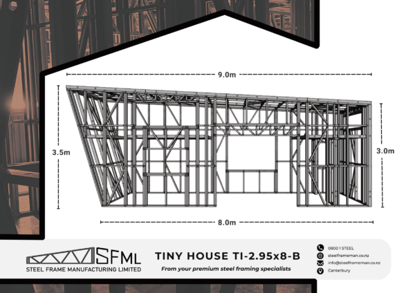 Tiny House Steel Frame Kitset - 2.95m x 8.0m - B