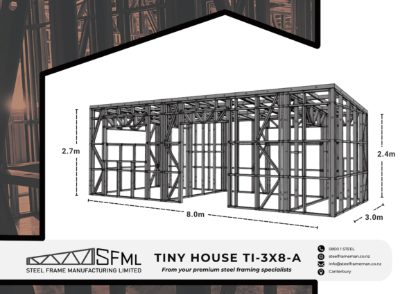 Steel Frame Manufacturing Ltd 3.0m x 8.0m tiny house steel framing kit steel frame in newzealand