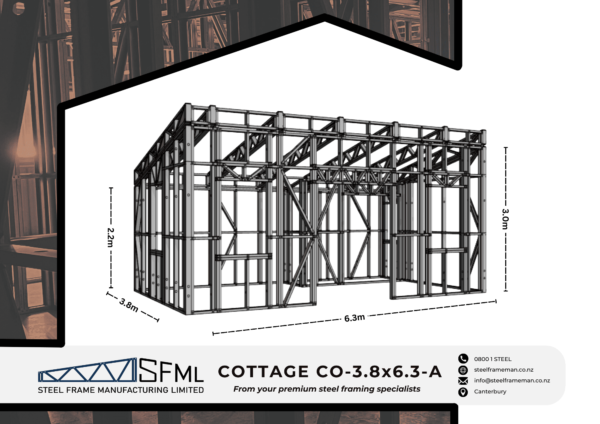 Cottage Steel Frame Kitset - 3.8m x 6.3m