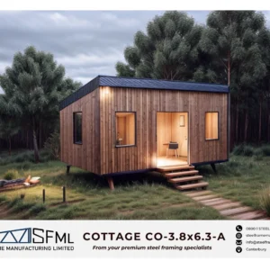3.8m x 6.3m cottage steel frame kit - exterior render (SFML)