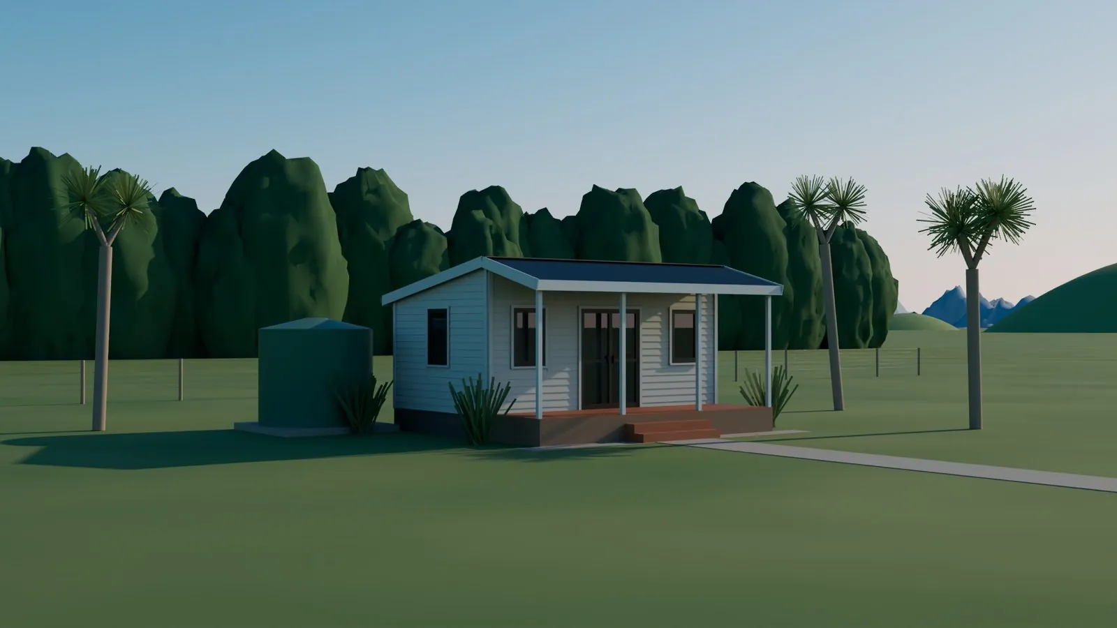 3.8m x 6.3m cottage steel frame kit - wide exterior view