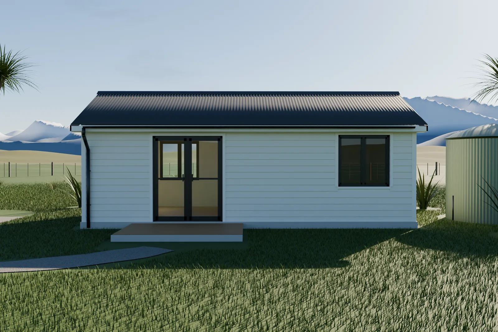3.8m x 7.8m cottage steel frame kit - front exterior view