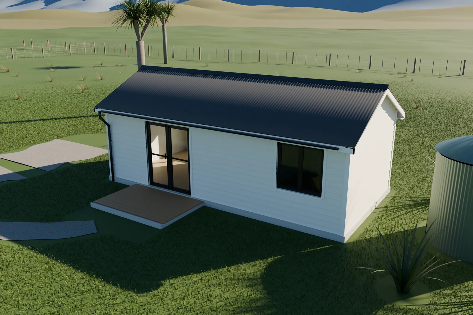 3.8m x 7.8m cottage steel frame kit - aerial exterior view