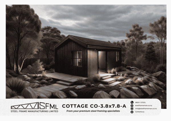 Cottage Steel Frame Kitset - 3.8m x 7.8m (29.64m2) Model house from the predesigned steel kiset