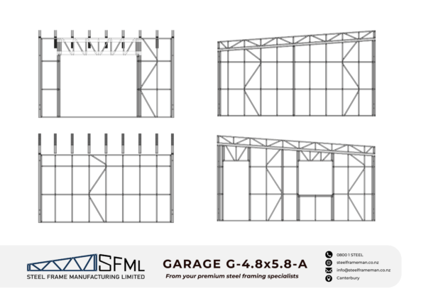 Garage Steel Frame Kitset - 4.8m x 5.8m