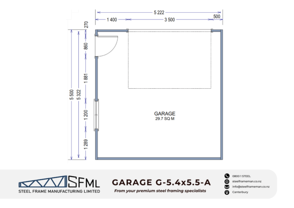 Garage Steel Frame Kitset - 5.4m x 5.5m