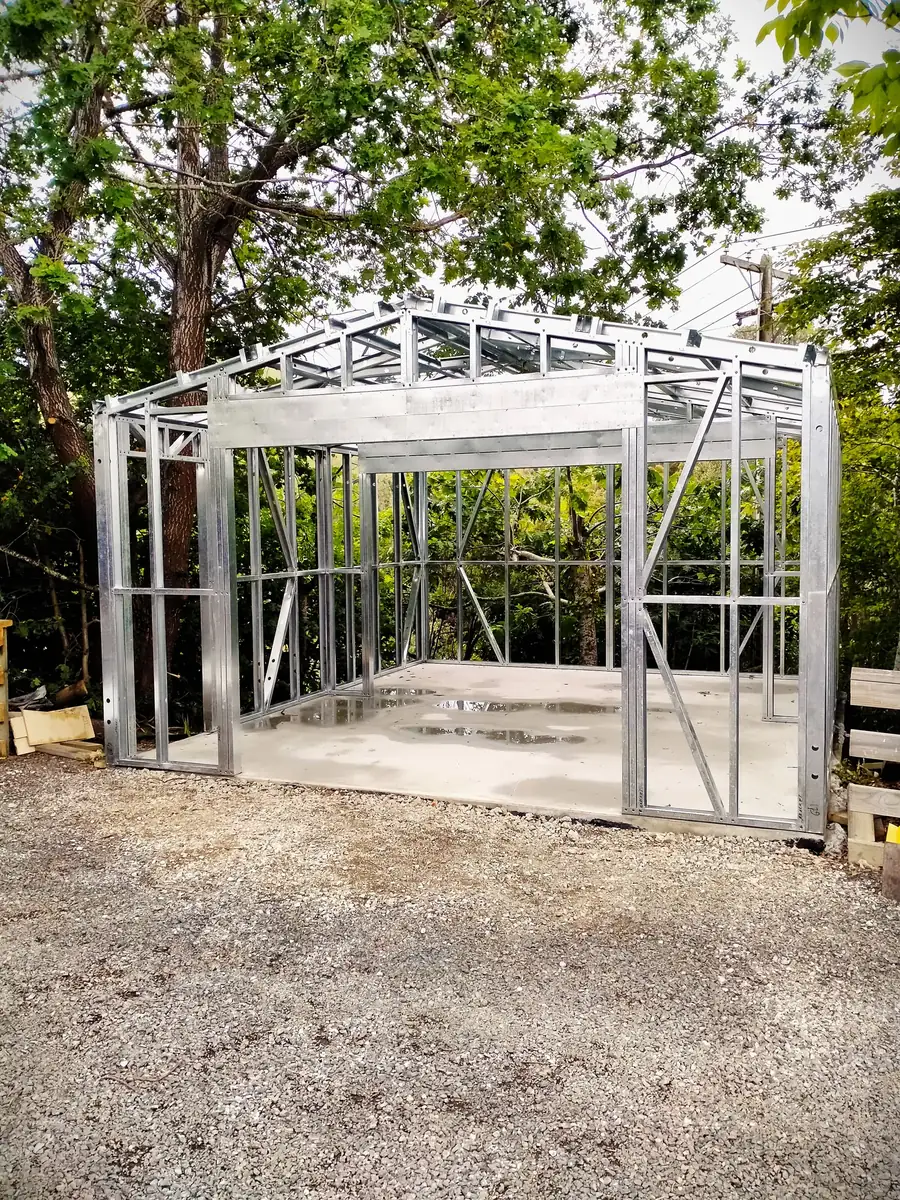 Garage Steel Frame Kitset 5.4m x 5.9m A steel frame construction site