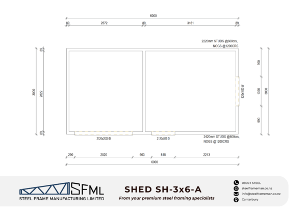 Steel Frame Manufacturing Ltd 3.0m x 6.0m shed/workshop combo steel framing kit includes roof frame panels, wall frames and ancillaries (screws, driver bits etc).