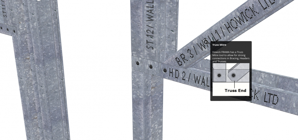 Our Truss Mitre tool allows for strong connections in Bracing, Headers and Trusses.