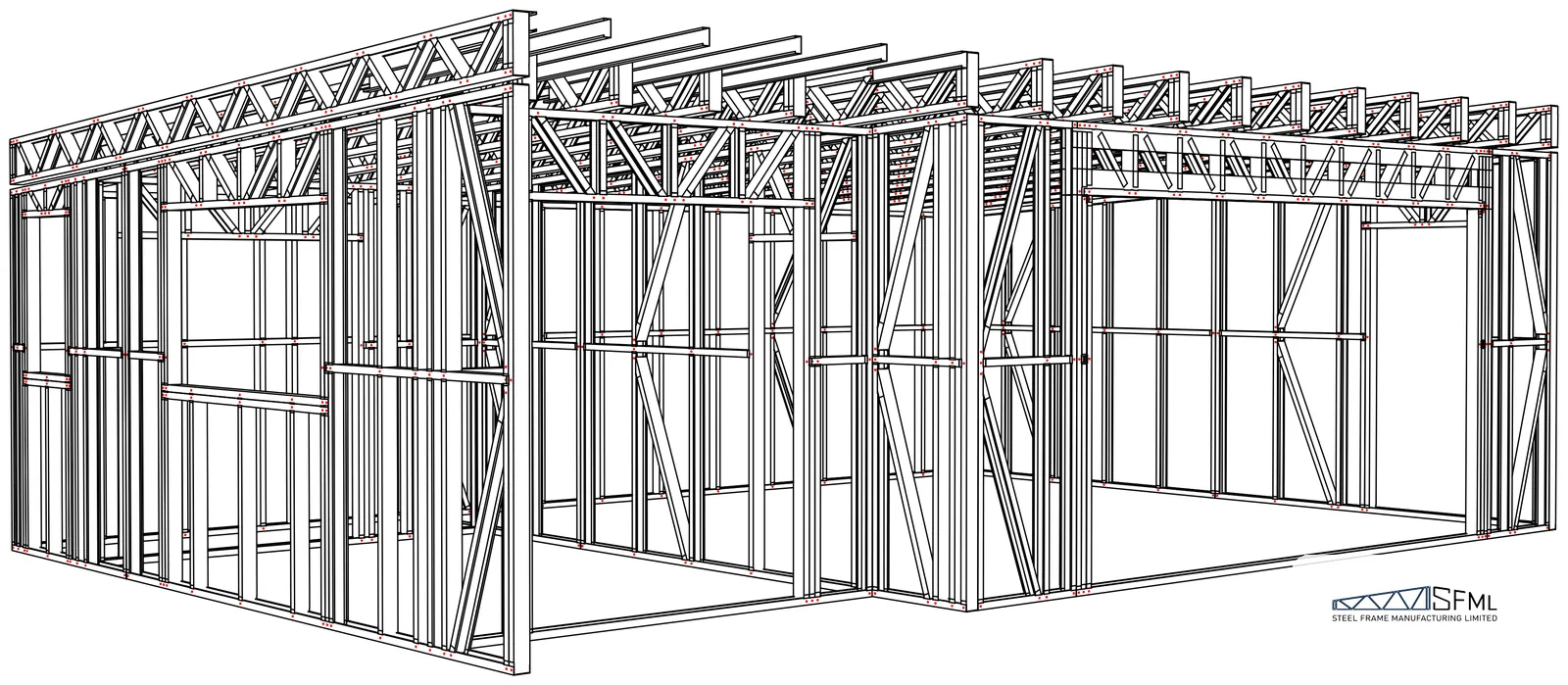 Garage steel frame kitset 6.0m x 9.0m B mirrored - steel frame structure