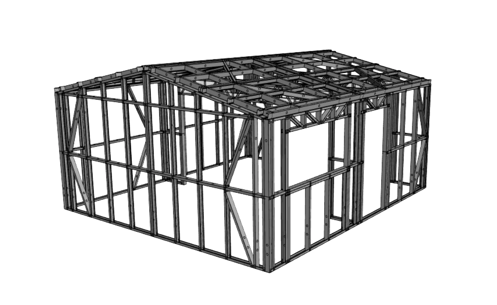 Garage steel frame kitset 5.4m x 5.9m A unclad steel frame structure