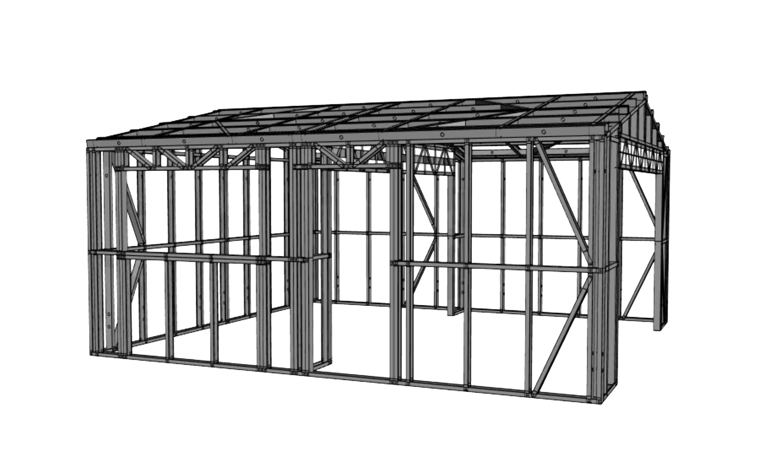 Garage steel frame kitset 5.4m x 5.9m A steel frame front view