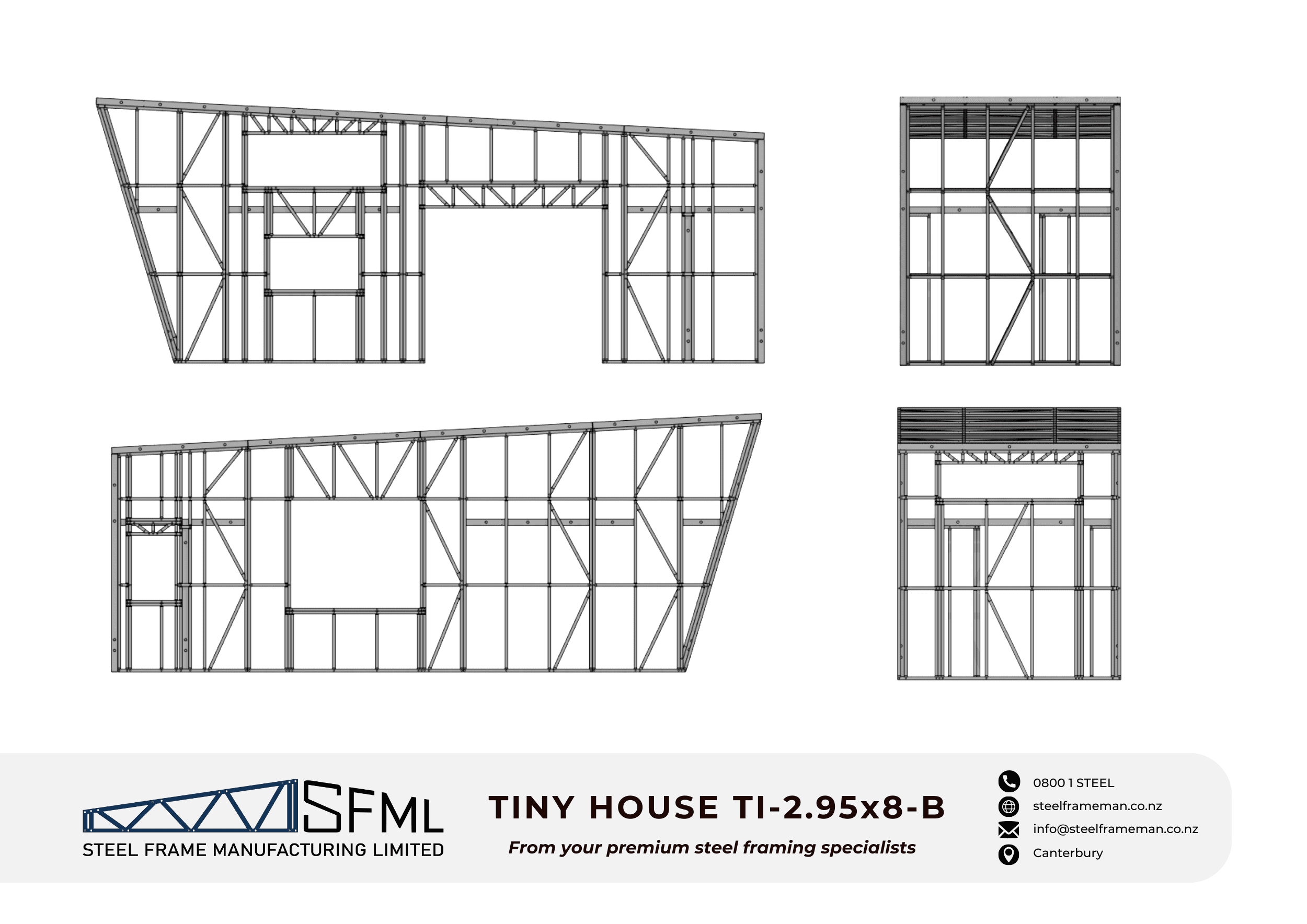 Tiny House Steel Frame Kitset - 2.95m x 8.0m - B (23.6sqm) - Image 4