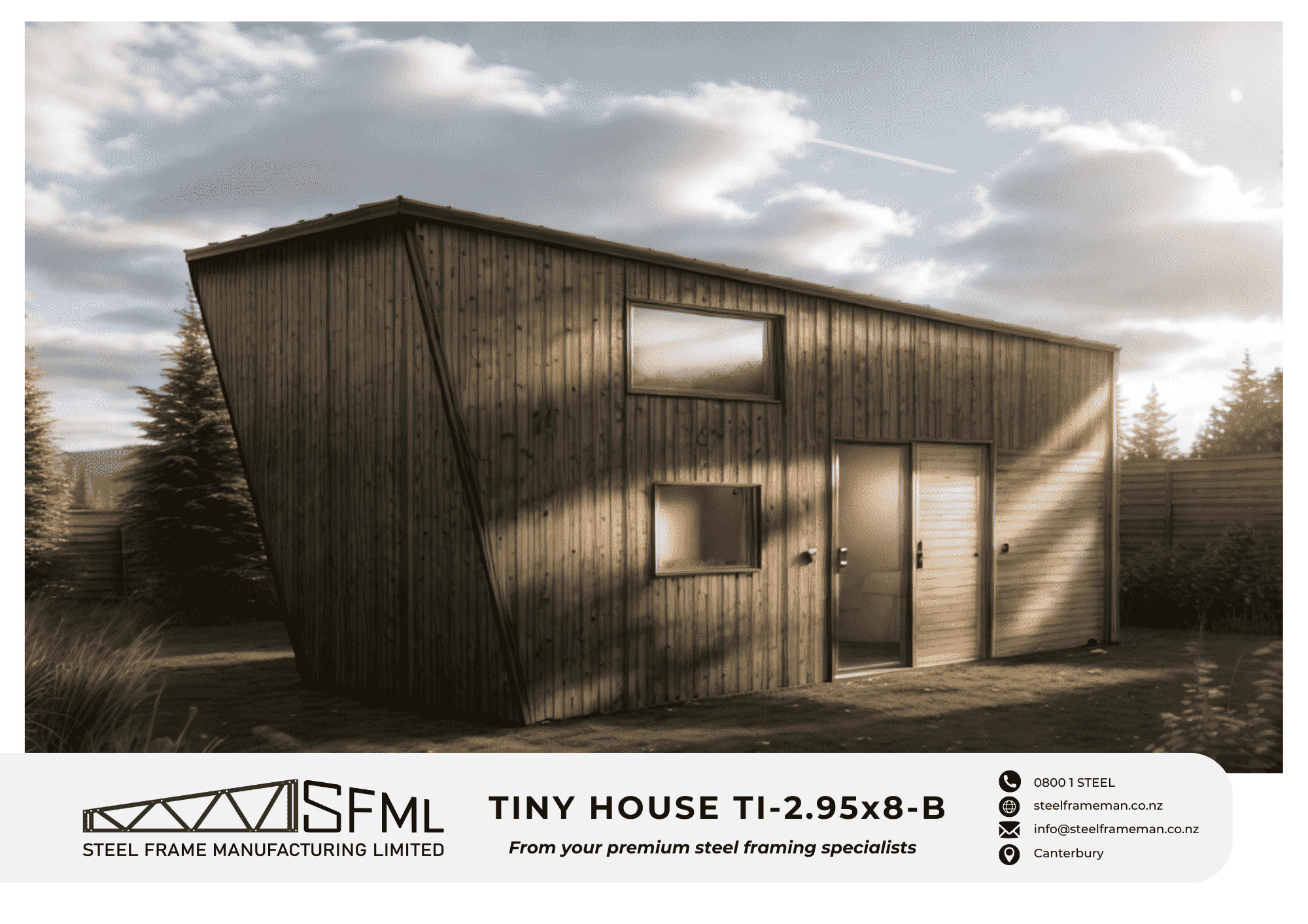 Tiny House Steel Frame Kitset - 2.95m x 8.0m - B (23.6sqm) - Image 2