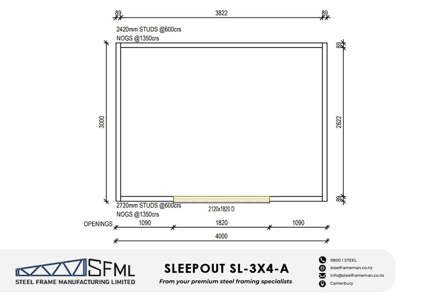 Sleepout Steel Frame Kitset - 3m x 4m - A (12sqm) - Image 3