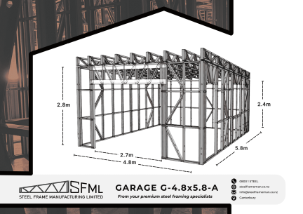 Garage Steel Frame Kitset - 4.8m x 5.8m