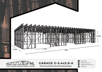 Garage Steel Frame Kitset - 6.0m x 18.0m