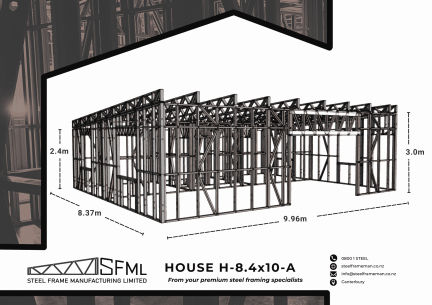 House Steel Frame Kitset - 8.4m x 10.0m 2-Bedroom