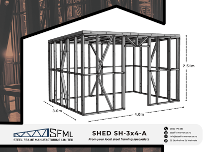 Garden Shed Steel Frame Kitset 3m x 4m